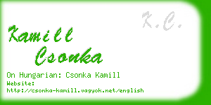 kamill csonka business card